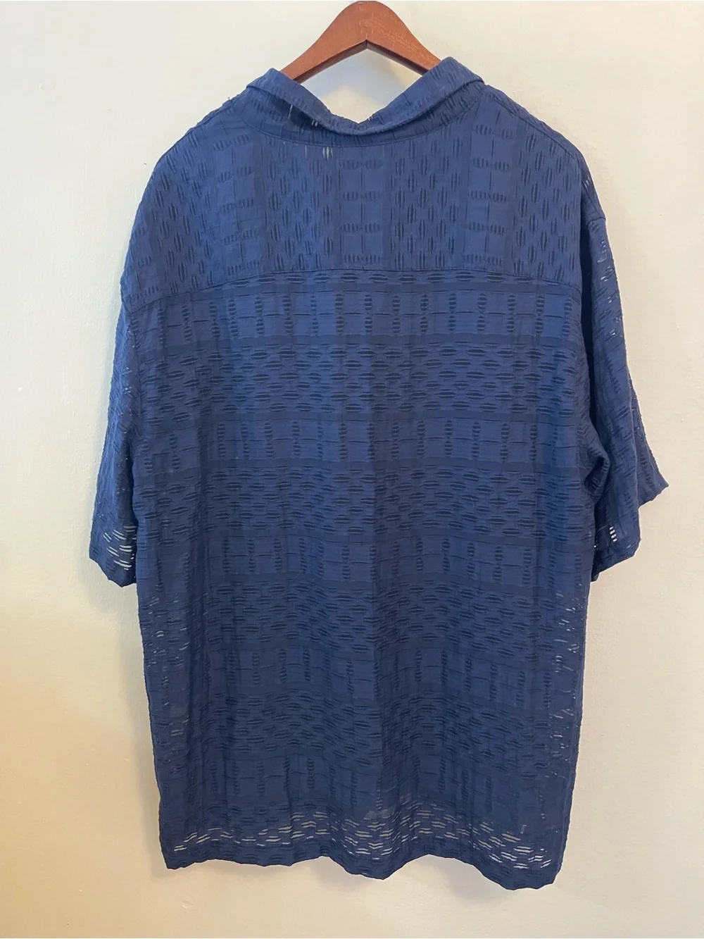 ZARA Men’s Shirt Button Up XL Regular Fit Blue Short Sleeve Semi Sheer Vacation